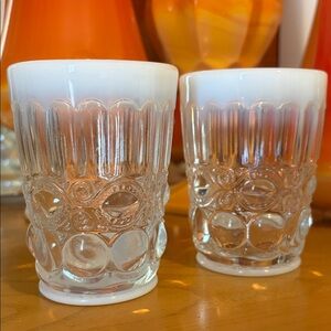 Set of 2 Mosser Opalescent Eye Winker Tumblers/Glasses Mid Century Modern